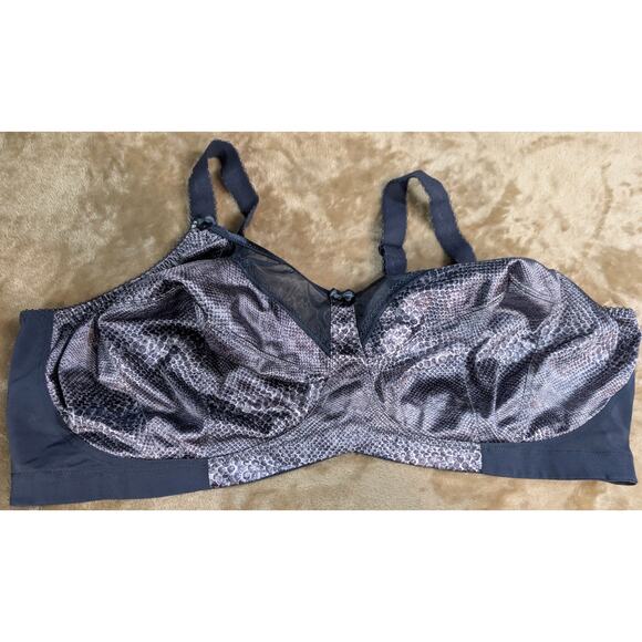 Goddess Plus Size Bra 46H 46 H Black Snake Print Sheer Support NO WIRE Wireless - Picture 1 of 5